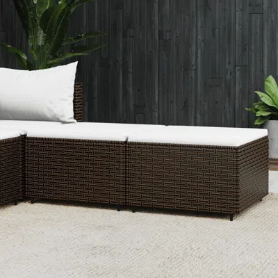 Vidaxl Patio Footrests With Cushions 2 Pcs Brown Poly Rattan
