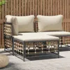 Vidaxl Patio Footstool With Beige Cushion Poly Rattan