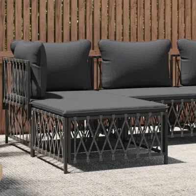 Vidaxl Patio Footstool With Cushion Anthracite Woven Fabric In Gray