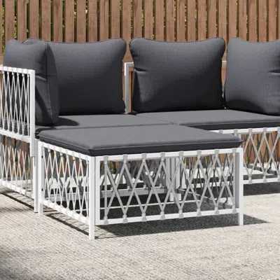 Vidaxl Patio Footstool With Cushion White Woven Fabric In Gray