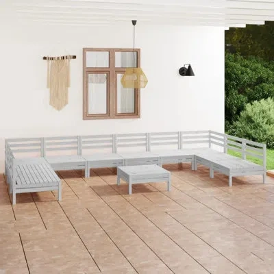 Vidaxl Patio Furniture Set 11 Piece Garden Sectional Sofa Set Solid Wood Pine In White