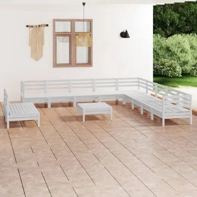 Vidaxl Patio Furniture Set 12 Piece Garden Sectional Sofa Set Solid Wood Pine In White