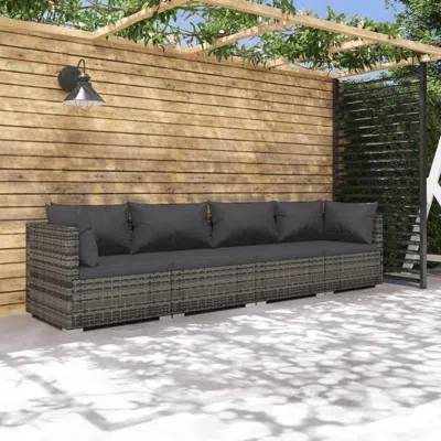Vidaxl Patio Furniture Set 4 Piece With Cushions Poly Rattan Gray
