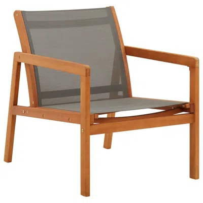 Vidaxl Patio Lounge Chair Gray Solid Wood Eucalyptus And Textilene In Brown