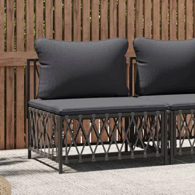 Vidaxl Patio Middle Sofa With Cushions Anthracite Woven Fabric In Gray