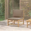 Vidaxl Patio Middle Sofa With Taupe Cushions Bamboo