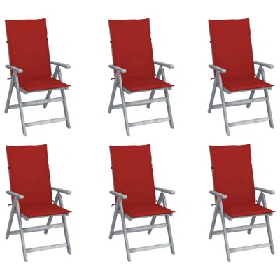 Vidaxl Patio Reclining Chairs 6 Pcs With Cushions Solid Acacia Wood In Red