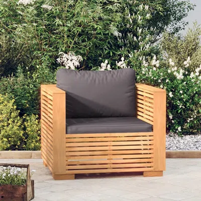 Vidaxl Patio Sofa Chair With Dark Gray Cushions Solid Wood Teak In Brown