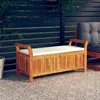 Vidaxl Patio Storage Bench With Cushion 49.6" Solid Wood Acacia