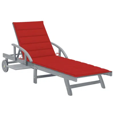 Vidaxl Patio Sun Lounger With Cushion Solid Acacia Wood In Gray
