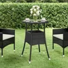 Vidaxl Patio Table Ã˜23.6"x29.5" Tempered Glass And Poly Rattan Black