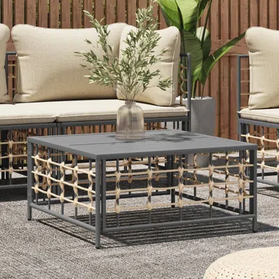 Vidaxl Patio Table Anthracite 27.6"x27.6"x13.4" Poly Rattan In Neutral