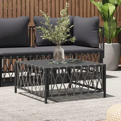 Vidaxl Patio Table Anthracite 27.6"x27.6"x13.4" Woven Fabric In White