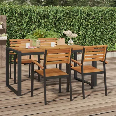 Vidaxl Patio Table With U-shaped Legs 63"x31.5"x29.5" Solid Wood Acacia In Brown