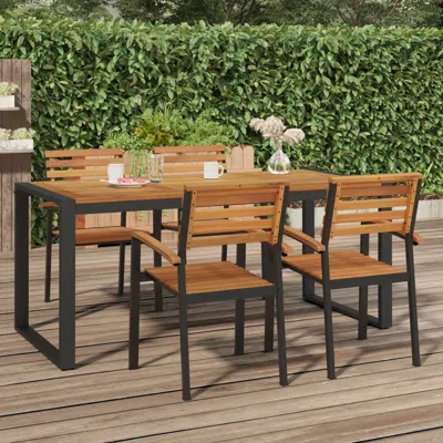 Vidaxl Patio Table With U-shaped Legs 70.9"x35.4"x29.5" Solid Wood Acacia In Brown