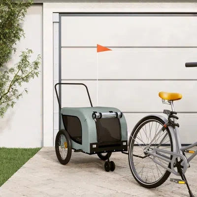 Vidaxl Pet Bike Trailer Bicycle Cargo Dog Stroller Oxford Fabric And Iron In Light Gray,black