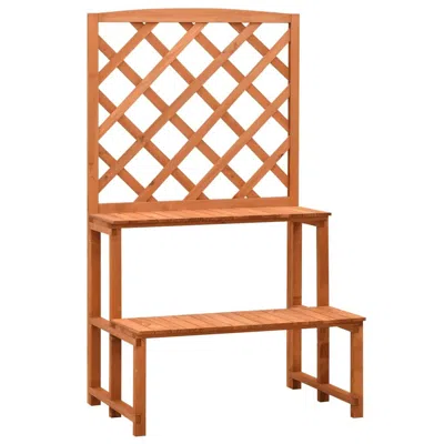 Vidaxl Plant Stand With Trellis Orange 27.6"x16.5"x47.2" Solid Firwood, 314842 In Brown