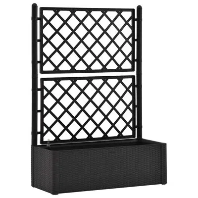 Vidaxl Planter Trellis Raised Flower Bed Self Watering System Rattan Look In Anthracite