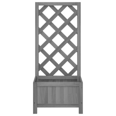 Vidaxl Planter With Trellis Solid Wood Fir In Gray