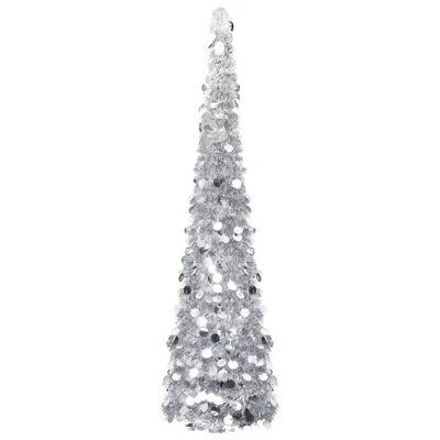 Vidaxl Pop-up Artificial Christmas Tree Silver 47.2" Pet, 320993 In Metallic