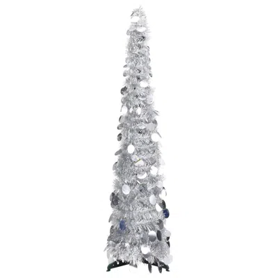Vidaxl Pop-up Artificial Christmas Tree Silver 70.9" Pet, 320991 In White