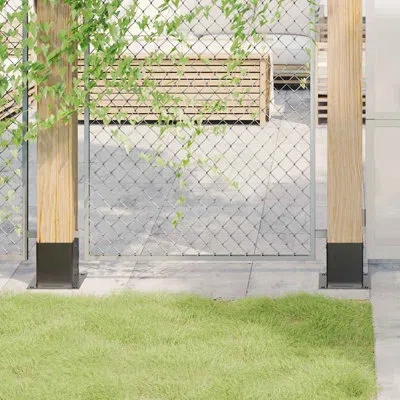 Vidaxl Post Bases Square 4 Pcs 4.76x4.76" Powder-coated Steel In Anthracite