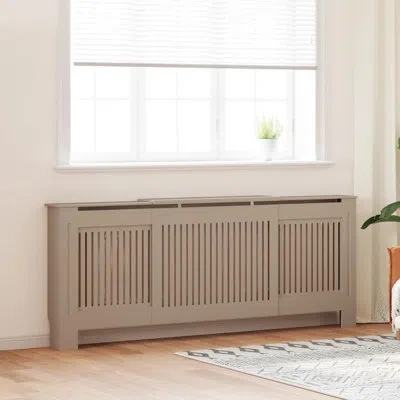 Vidaxl Radiator Cover, Slatted Design Heater Cover Cabinet With Top Storage Shelf, Hide Cluttered Pipes, Md In Natural