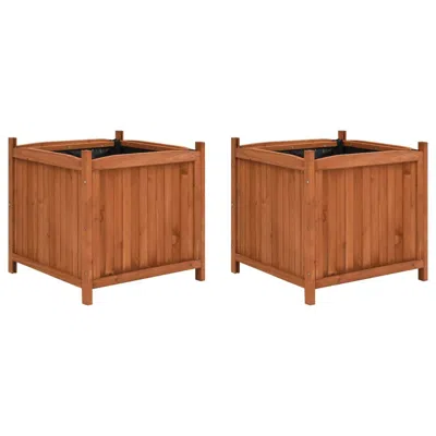 Vidaxl Raised Beds 2 Pcs 19.7"x19.7"x19.7" Firwood 7250 In Brown