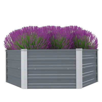 Vidaxl Raised Garden Bed 50.8"x50.8"x18.1" Galvanised Steel Gray, 42405