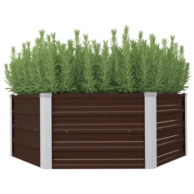 Vidaxl Raised Garden Bed Brown 50.8"x50.8"x18.1" Galvanized Steel 5710