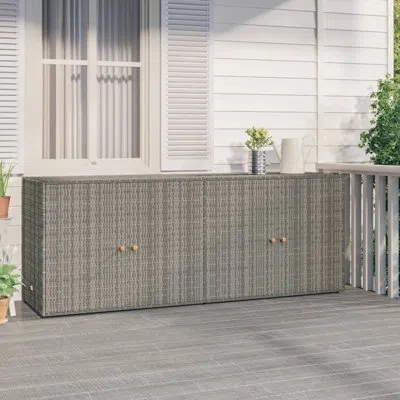 Vidaxl Rattan Cabinet Deck Box In Gray