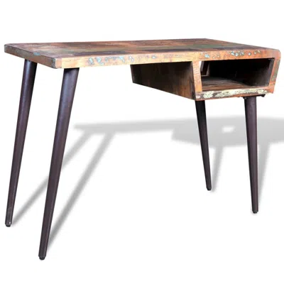 Vidaxl Reclaimed Wood Desk With Iron Legs, 241138 In Brown