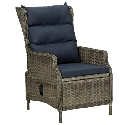 Vidaxl Reclining Garden Chair With Cushions Poly Rattan Brown, 313302 In Gray