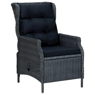 Vidaxl Reclining Garden Chair With Cushions Poly Rattan Dark Gray 3300 In Blue