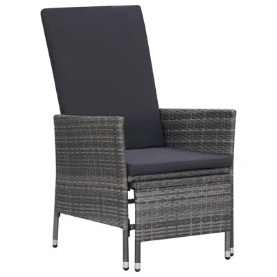 Vidaxl Reclining Garden Chair With Cushions Poly Rattan Gray, 310230 In Black