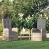 Vidaxl Reclining Garden Chairs 2 Pcs With Cushions Poly Rattan Gray, 47676