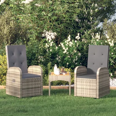 Vidaxl Reclining Garden Chairs 2 Pcs With Cushions Poly Rattan Gray, 47676