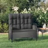 Vidaxl Reclining Patio Bench With Cushions 42.1" Poly Rattan Black