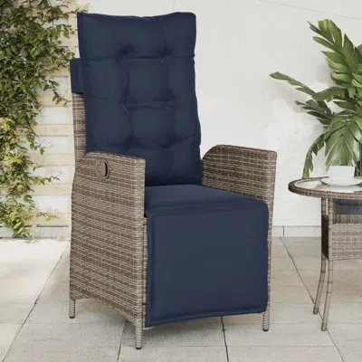 Vidaxl Reclining Patio Chair With Footrest Gray Poly Rattan