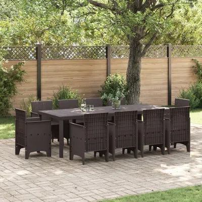 Vidaxl Rectangular 10 - Person 39.4" Long Dining Set In Brown