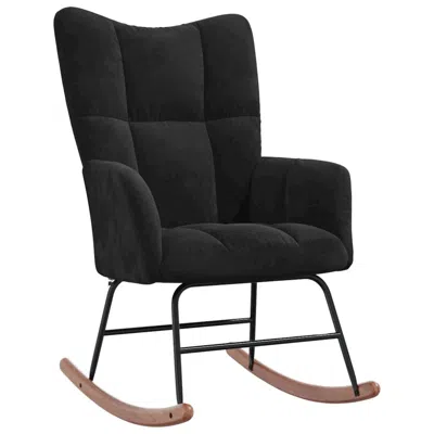 Vidaxl Rocking Chair Black Velvet (100% Polyester), Solid Rubberwood, Steel