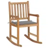 Vidaxl Rocking Chair Natural Wood, Grey Cushion In Brown