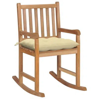 Vidaxl Rocking Chair Teak Fine Sanded Teak Wood With Water-based Finish In Brown