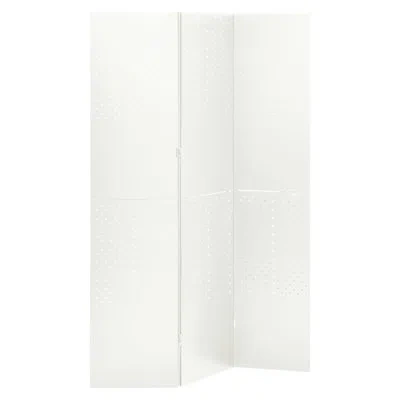 Vidaxl Room Divider Freestanding Privacy Screen For Room Separation Steel In White