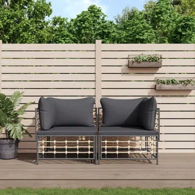 Vidaxl Sectional Corner Sofas With Cushions 2 Pcs Poly Rattan In Gray