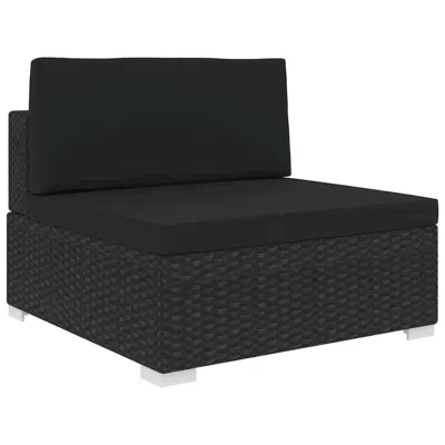 Vidaxl Sectional Middle Seat With Cushions Poly Rattan Black, 48291