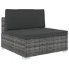 Vidaxl Sectional Middle Seat With Cushions Poly Rattan Gray, 48290