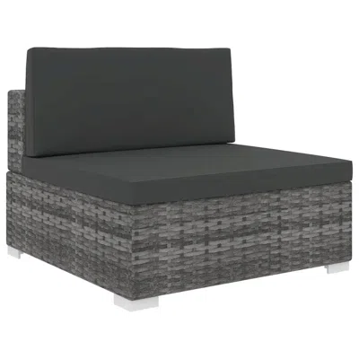 Vidaxl Sectional Middle Seat With Cushions Poly Rattan Gray, 48290