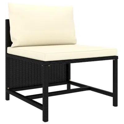 Vidaxl ?sectional Middle Sofa With Cushions Black Poly Rattan 3508