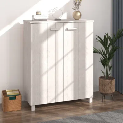 Vidaxl Shoe Cabinet Hamar White 33.5"x15.7"x42.5" Solid Wood Pine